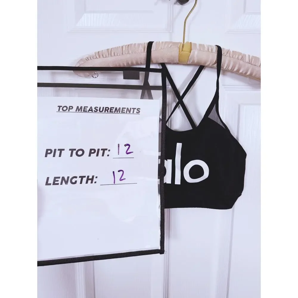 Alo Yoga Starlet Graphic Mesh Sports Bra XS Black Yoga Pilates Minimalist Gym